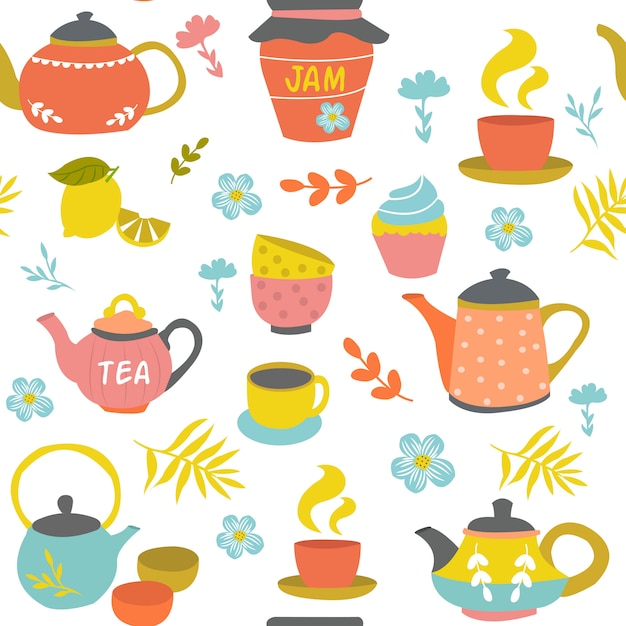 Tea ceremony seamless pattern