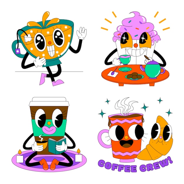 Tea and coffee stickers collection