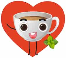 Free vector tea cup cartoon character