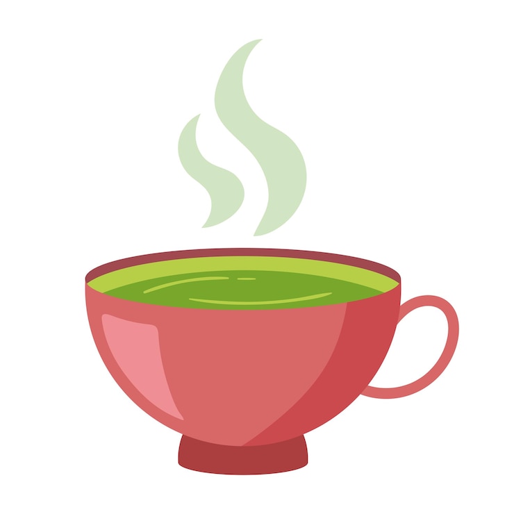 無料Vector 赤いカップでお茶を飲む