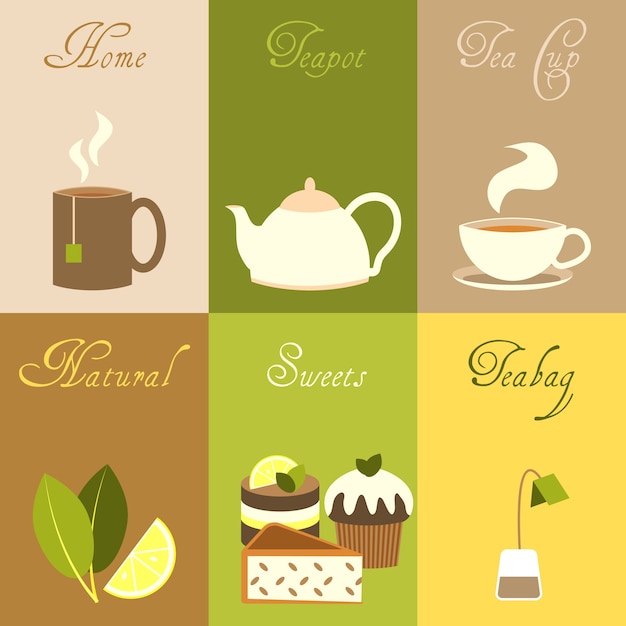 Free vector tea elements collection