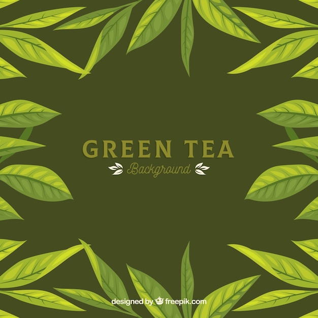 Free vector tea leaves background in hand drawn style