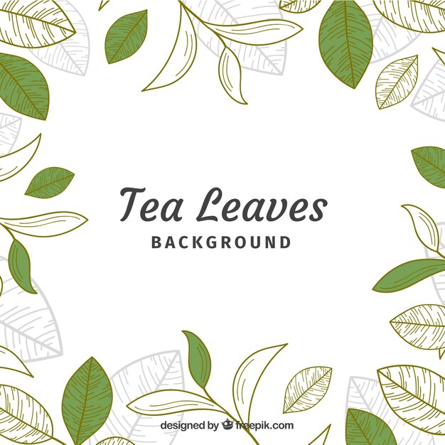 Фон из листьев чая в ручном стиле