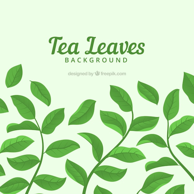 Фон из чайных листьев с различными растениями