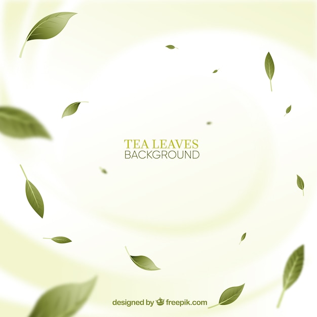 Tea leaves background with flat design