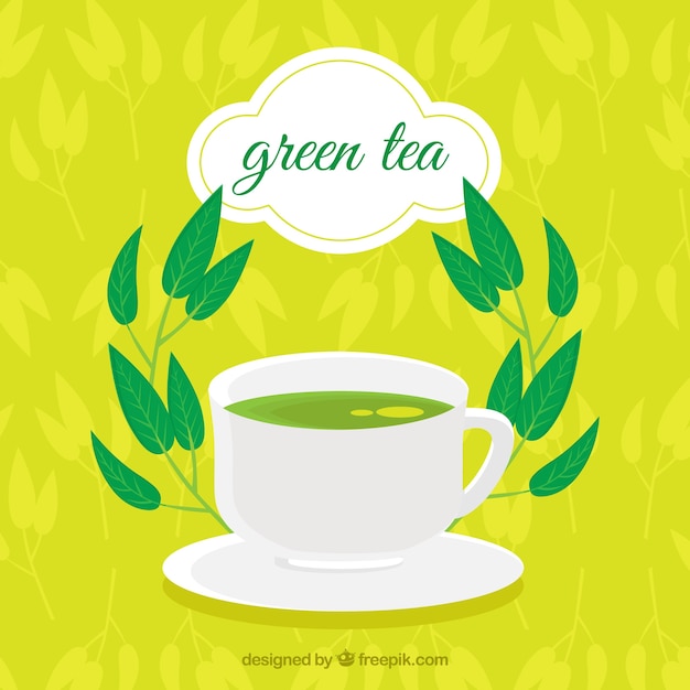 Free vector tea leaves background with flat design