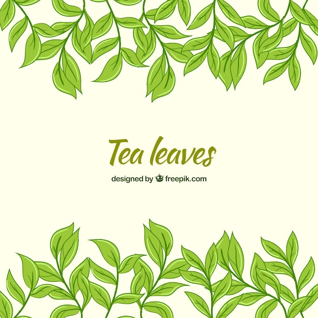 Free vector tea leaves background with flat design