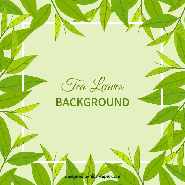 Tea leaves background with flat design