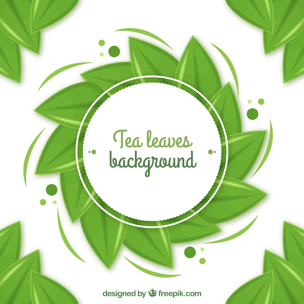 Tea leaves background with flat design