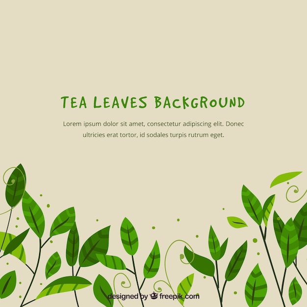 Free vector tea leaves background with flat design