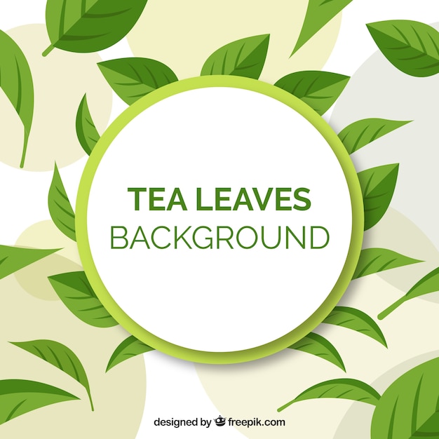 Tea leaves background with flat design