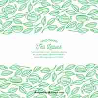 Free vector tea leaves background with hand drawn style