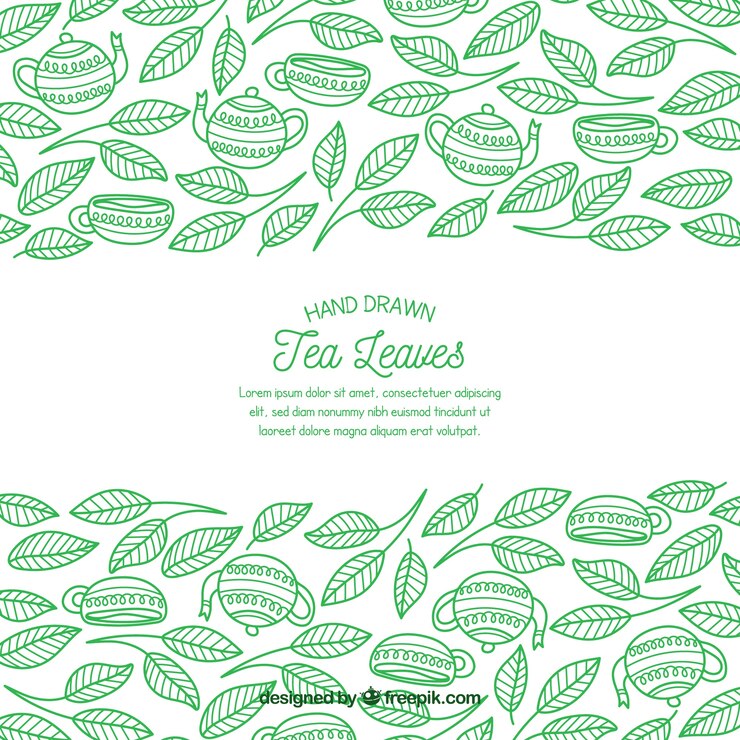 मुफ़्त वेक्टर tea leaves background with hand drawn style