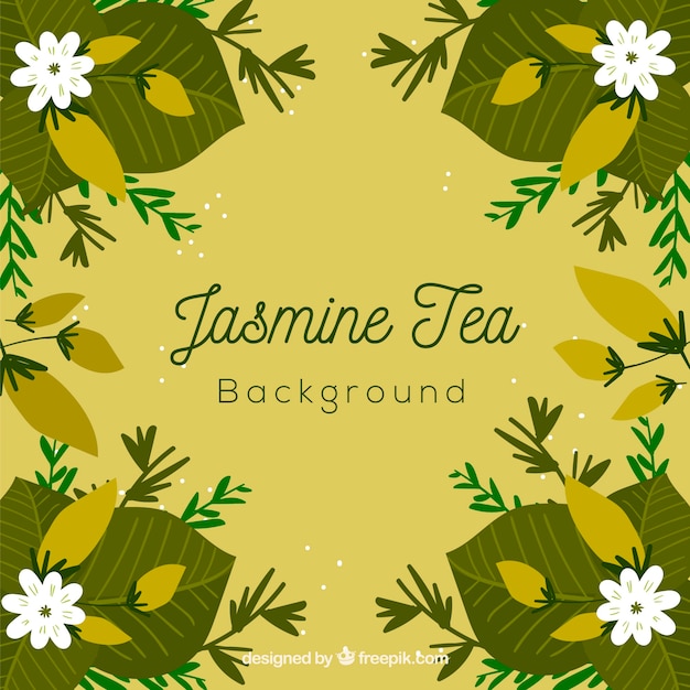 Free vector tea leaves background with jasmine aroma