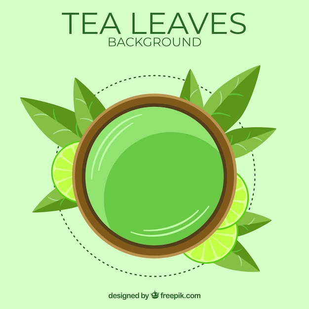 Tea leaves background with plants