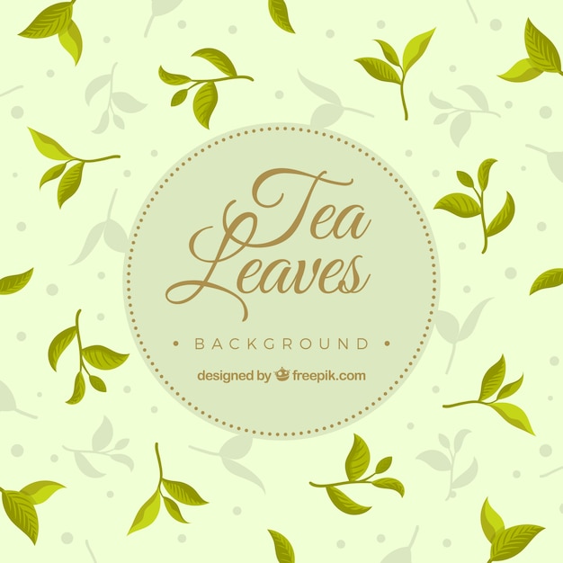 Free vector tea leaves background with vegetation