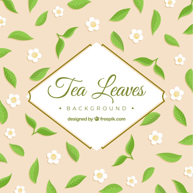 Free vector tea leaves background with vegetation