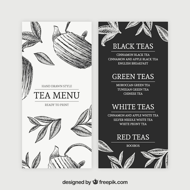 Tea menu template to tearoom