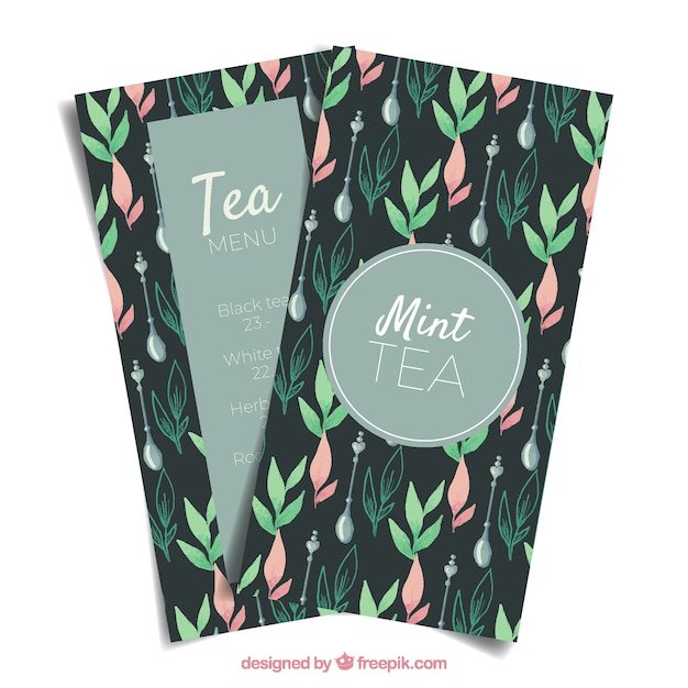 Free vector tea menu template to tearoom