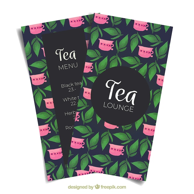 Free vector tea menu template to tearoom