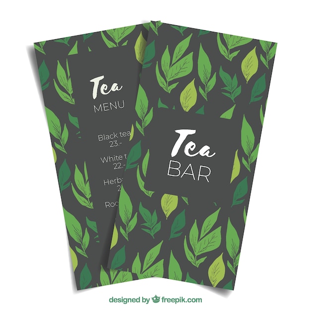 Free vector tea menu template with plants