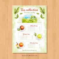 Free vector tea menu template