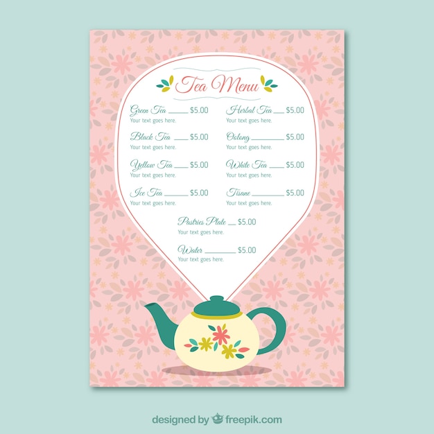 Tea menu template