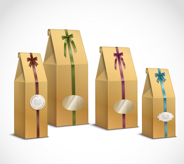 Free vector tea paper packaging realistic set