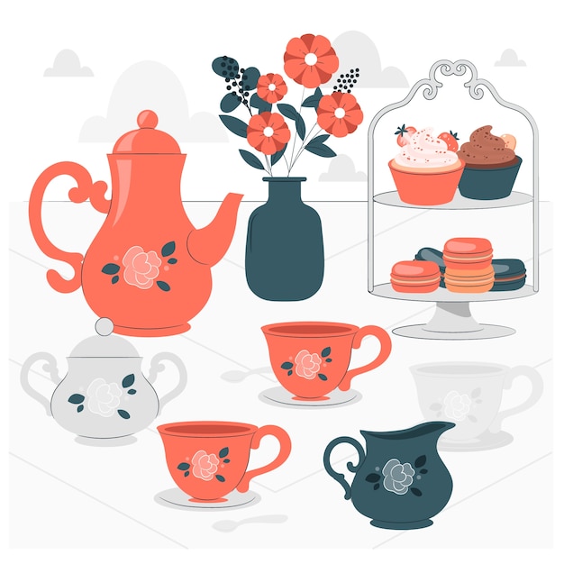 Бесплатное векторное изображение Иллюстрация концепции чаепития