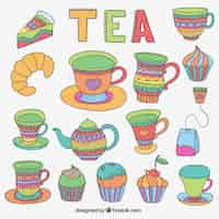 Free vector tea time set