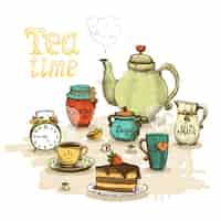 Vettore gratuito tea time still life