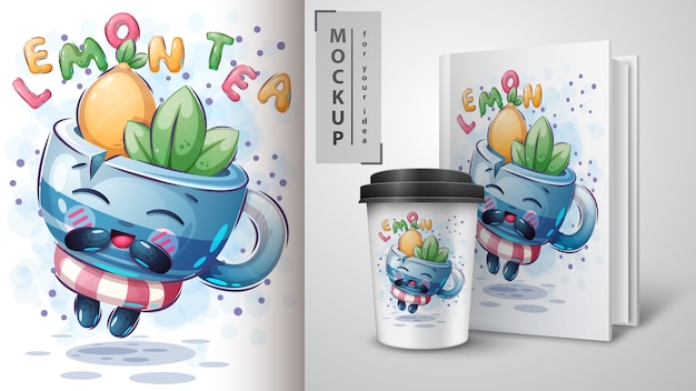 Free vector tea with mint and lemon poster and merchandising