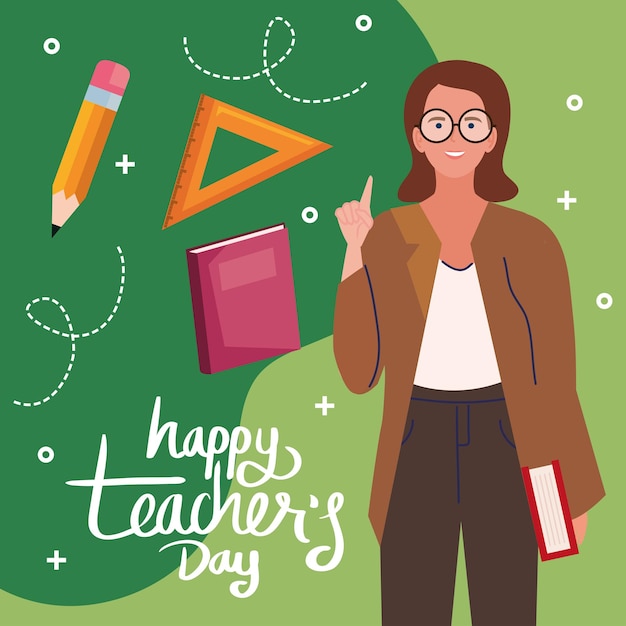 Free vector teacher day lettering postcard