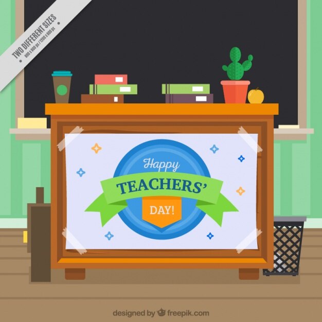 मुफ़्त वेक्टर teacher desk background with blackboard