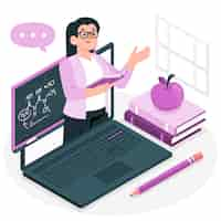 Free vector teacher online learning illustration concept