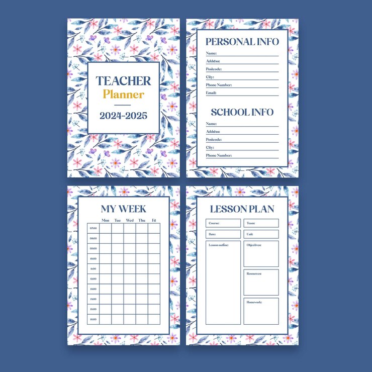 Free Vector teacher planner template design