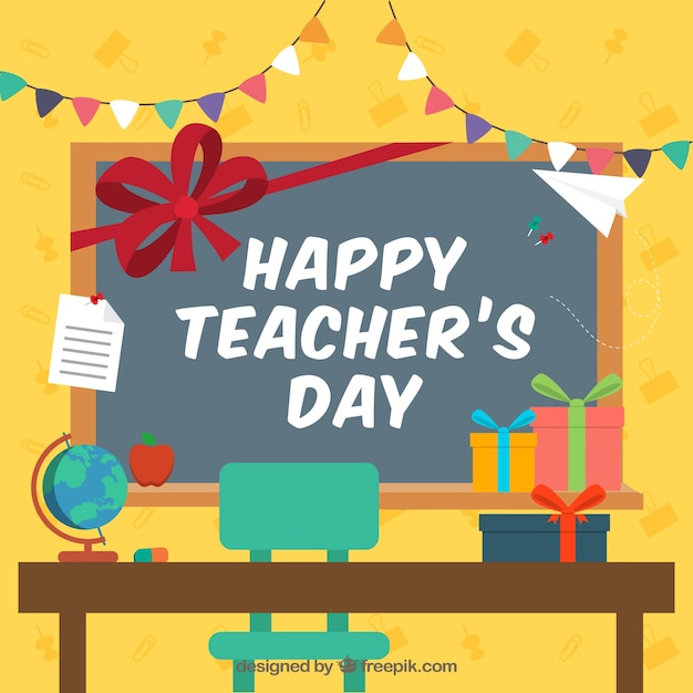 Free vector teacher's day celebration in the classroom