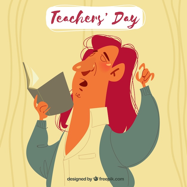 Free vector teacher's day, professor with long hair