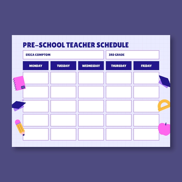 Teacher schedule template design