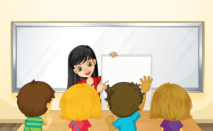 Free Vector teacher teaching kids in class