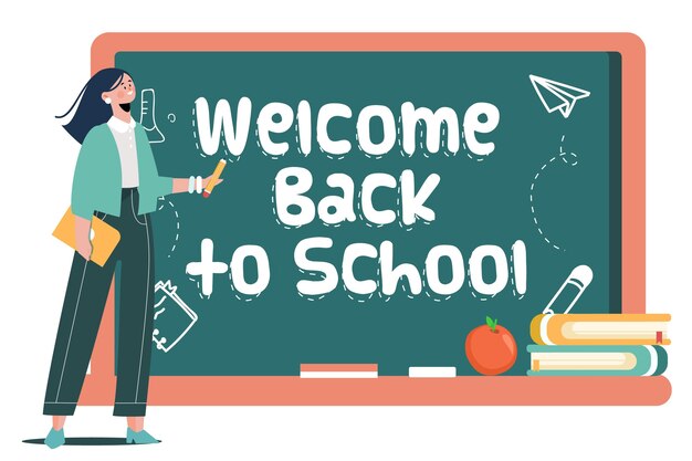 Teacher welcomes back to school concept