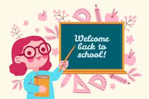 Free vector teacher welcomes back to school