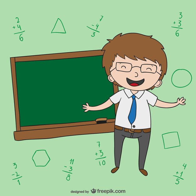 Teacher with blackboard cartoon