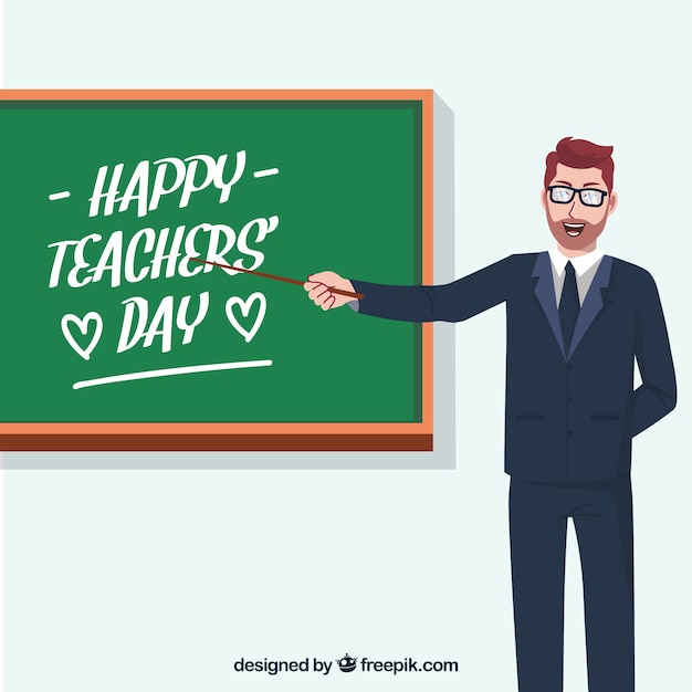 Teacher with a blackboard, teacher's day