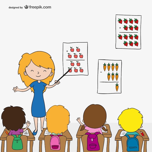 Teacher with children cartoon