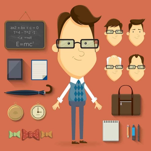 Free vector teacher with complements