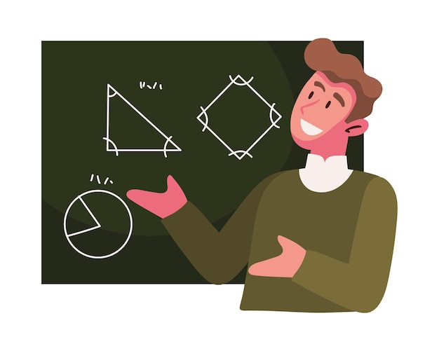 Free vector teacher with education chalkboard illustration