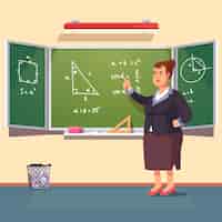 無料ベクター 三角法の講義をする教師の女性