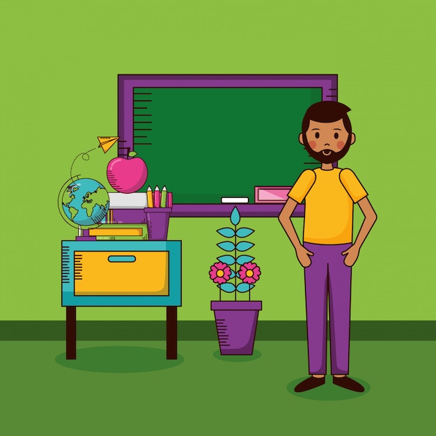 Free vector teachers character in school classroom