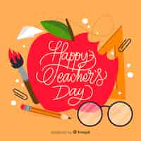 Free vector teachers day concept with lettering